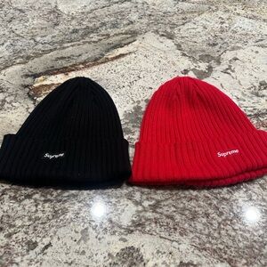 Supreme Black and Red Beanies